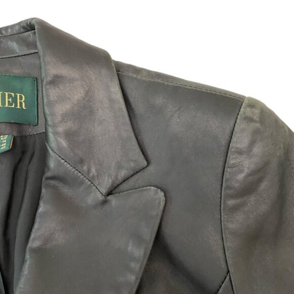 Danier genuine leather black blazer fitted jacket distressed lightweight Small - Picture 8 of 13